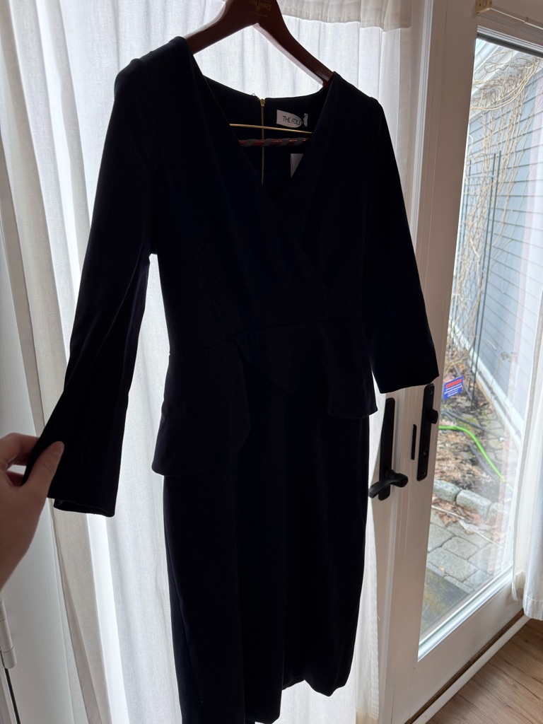 The Fold- Verrone Sculpt Stretch Crepe Dress Navy — image 7 of 8
